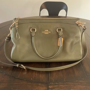 Coach Mia Satchel in military green with matching signature rivet wallet